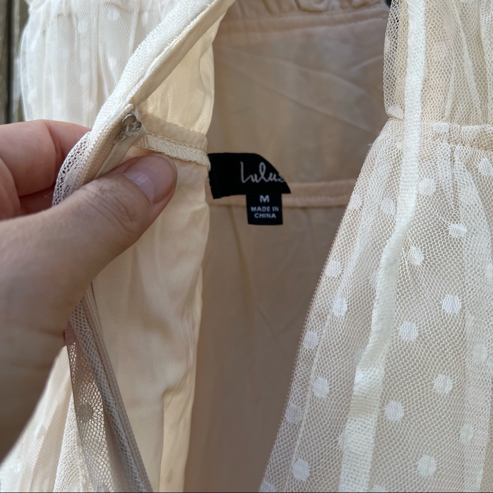 Ivory Cream Swiss Dot Ruffled Tulle Midi Dress 🌿 - Picture 11 of 15